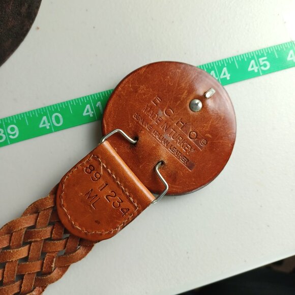 Vintage 90s Braided Leather Belt, Up to 34” - Picture 7 of 7
